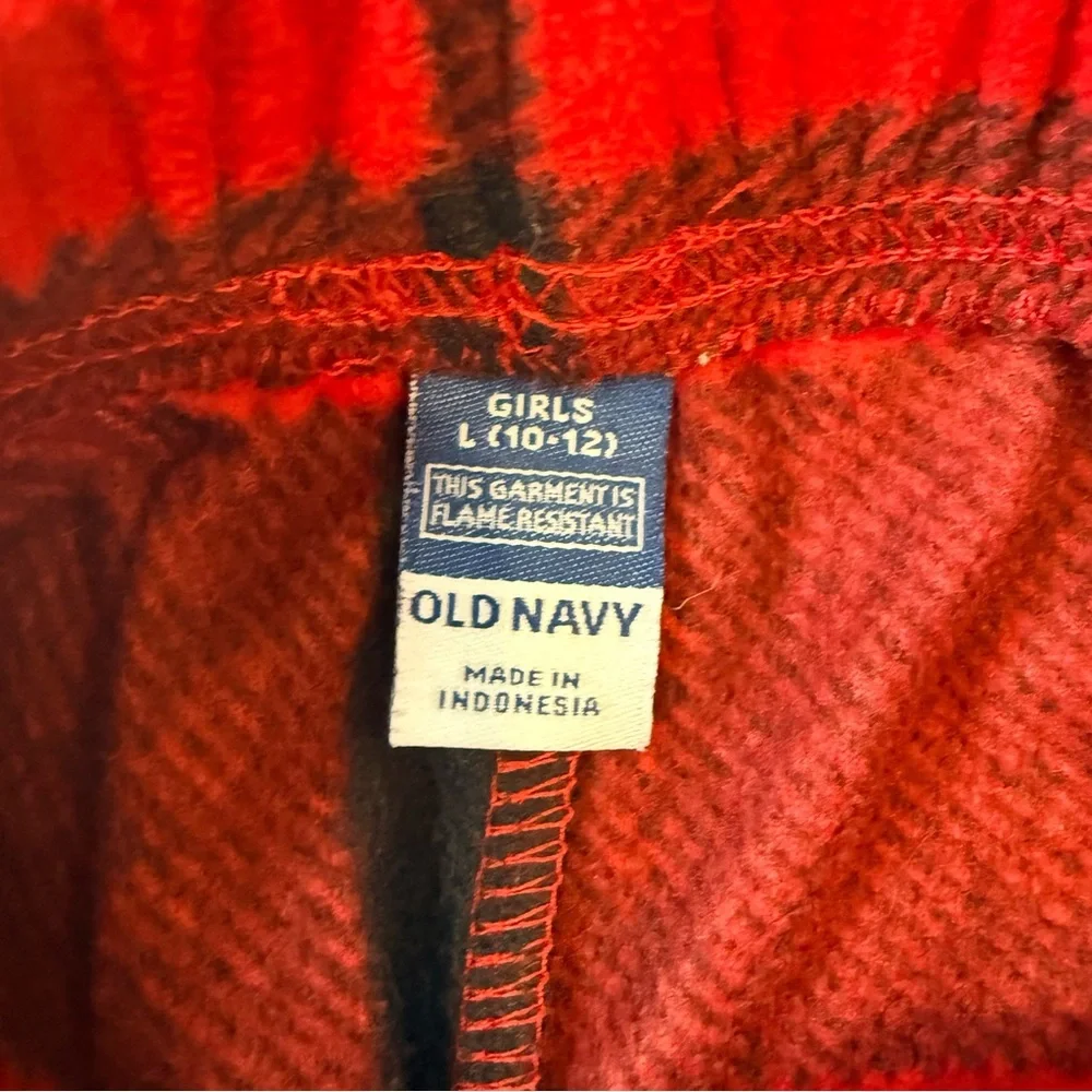Old Navy BUNDLE Red Buffalo Check Flannel Jogger Pants Girls L & Shorts Womens S